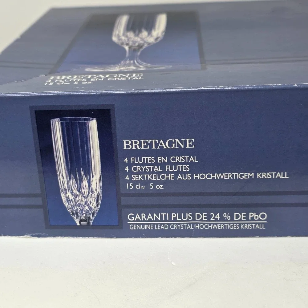 Cristal d'Arques Bretagne Crystal Champagne Flutes 8 1/8